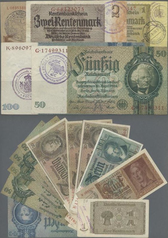 Deutschland - Deutsches Reich bis 1945: Sehr interessantes Lot mit 17 Banknoten ...