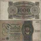 Deutschland - Deutsches Reich bis 1945: Lot mit 4 x 1000 Reichsmark Holbein Serie 1924, mit UDr./Serie A/A, Q/A, R/A und T/A, Ro.172a, alle mit Perfor...