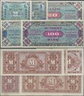 Deutschland - Alliierte Miltärbehörde + Ausgaben 1945-1948: Set mit 5 Banknoten 1/2 Mark 1944 Ro.200a (UNC), 1 Mark 1944 Ro.201c (F+), 20 Mark 1944 Ro...