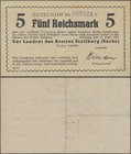 Deutschland - Alliierte Miltärbehörde + Ausgaben 1945-1948: Stollberg (Sachsen), Landkreis, 5 Reichsmark, 17.4.1945, KN 22 mm breit, Erh. II-III
 [ta...