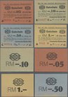 Deutschland - Alliierte Miltärbehörde + Ausgaben 1945-1948: Marl, Chemische Werke Hüls, 5, 10, 50 Reichspfennig, 1 Reichsmark, Juli 1947, Erh. I, tota...