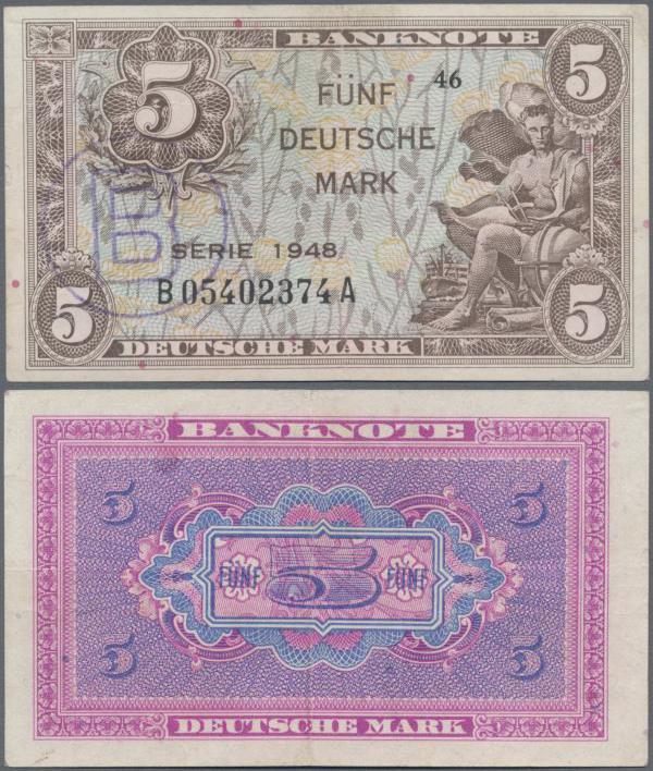 Deutschland - Bank Deutscher Länder + Bundesrepublik Deutschland: 5 DM 1948 mit ...
