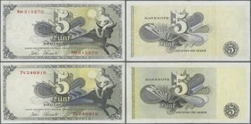 Deutschland - Bank Deutscher Länder + Bundesrepublik Deutschland: 5 DM 1948 mit KN 5H315270 Ro.252b (F+, gepresst) und 5 DM 1948 mit KN 7V246916 Ro.25...