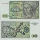 Deutschland - Bank Deutscher Länder + Bundesrepublik Deutschland: 20 DM 1960 Ersatznote mit KN Z7327348A, Ro.264f, leichter Mittelbug, sonst perfekt. ...