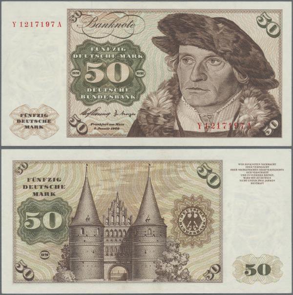 Deutschland - Bank Deutscher Länder + Bundesrepublik Deutschland: 50 DM 1960 Ers...