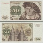 Deutschland - Bank Deutscher Länder + Bundesrepublik Deutschland: 50 DM 1960 Ersatznote mit KN Y1217197A, Ro.265d, leicht gebraucht mit einigen wenige...