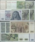 Deutschland - Bank Deutscher Länder + Bundesrepublik Deutschland: Sehr schönes Lot mit 6 Banknoten, dabei 10 DM 1970 Ersatznote mit KN YC3739812A Ro.2...
