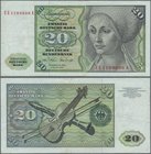 Deutschland - Bank Deutscher Länder + Bundesrepublik Deutschland: 20 DM 1970 Ersatznote mit KN ZE1109606A, Ro.271d, saubere Umlauferhaltung mit einige...