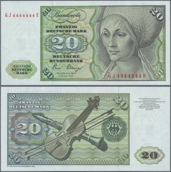 Deutschland - Bank Deutscher Länder + Bundesrepublik Deutschland: 20 DM 1980 mit...