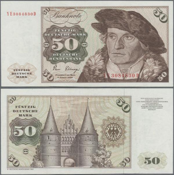 Deutschland - Bank Deutscher Länder + Bundesrepublik Deutschland: 50 DM 1980 Ers...