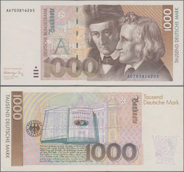 Deutschland - Bank Deutscher Länder + Bundesrepublik Deutschland: 1000 DM 1991 S...
