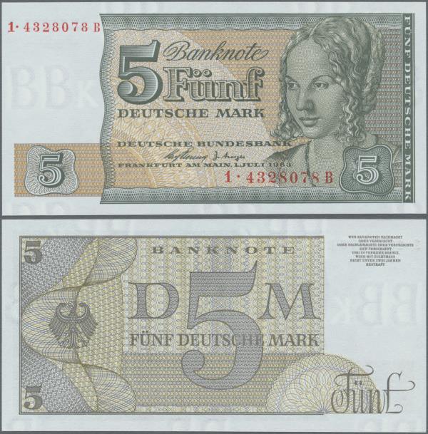 Deutschland - Bank Deutscher Länder + Bundesrepublik Deutschland: 5 DM 1963 der ...