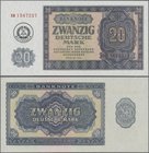 Deutschland - DDR: 20 Mark 1955 (1980) mit Maschinenstempelaufdruck ”Militärgeld”, Ro.376b in kassenfrischer Erhaltung: UNC. Sehr selten! ÷ 20 Mark 19...