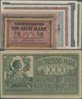 Deutschland - Nebengebiete Deutsches Reich: Darlehenskasse Ost, Ausgabe Kowno, Set mit 8 Banknoten 1/2 Mark bis 1000 Mark 1918, Ro.464-471 in kassenfr...