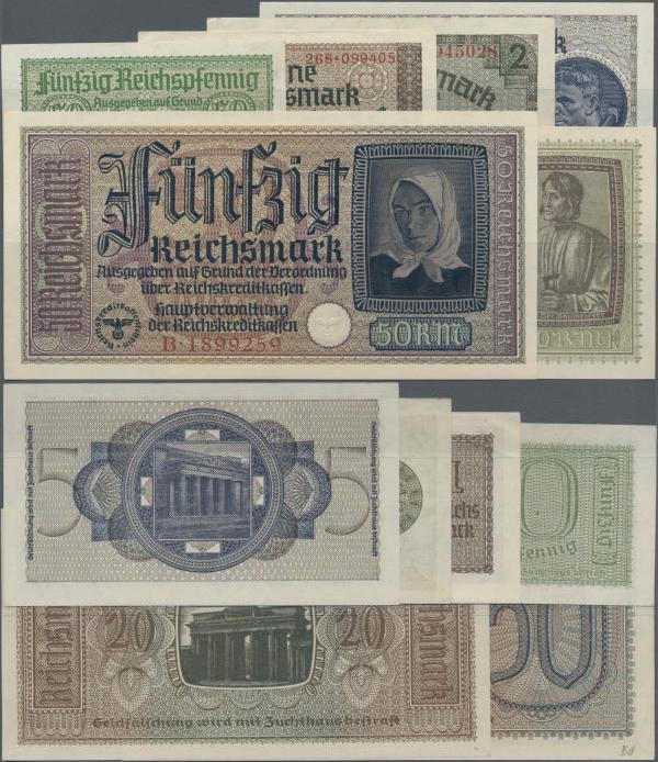 Deutschland - Nebengebiete Deutsches Reich: Reichskreditkasse, Satz mit 6 Bankno...