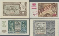 Deutschland - Nebengebiete Deutsches Reich: Generalgouvernement Polen, Lot mit 11 Banknoten, dabei 100 Zlotych 1934 (1939) Ro.570 (UNC), 1 Zloty 1940 ...