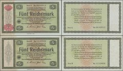 Deutschland - Nebengebiete Deutsches Reich: Konversionskasse für deutsche Auslandsschulden 5 Reichsmark 1933, Ro.700b mit Heftlöchern und leichtem Mit...