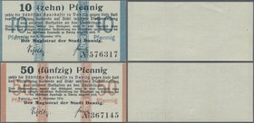 Deutschland - Nebengebiete Deutsches Reich: Der Magistrat der Stadt Danzig 10 und 50 Pfennig 1916, beide jeweils mit Prägestempel, Ro.ex784a, 785, bei...