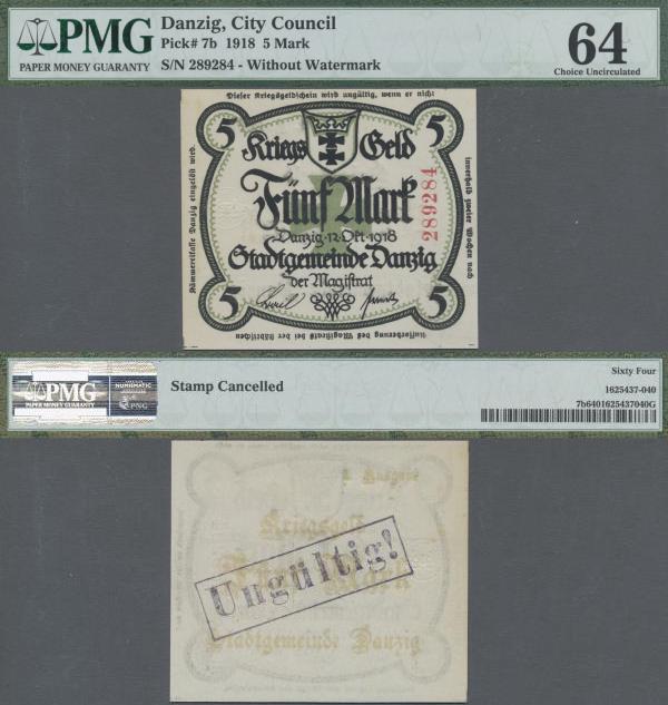 Deutschland - Nebengebiete Deutsches Reich: Danzig - Magistrat der Stadt 5 Mark ...