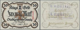 Deutschland - Nebengebiete Deutsches Reich: Danzig - Magistrat der Stadt 20 Mark 1918 mit rückseitigem Stempel ”Ungültig!”, Ro.ex787a in kassenfrische...