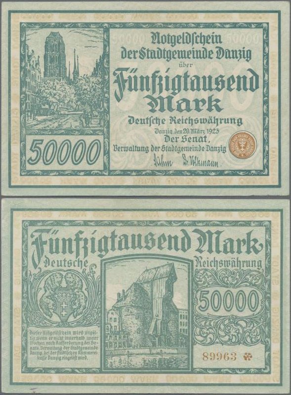 Deutschland - Nebengebiete Deutsches Reich: Danzig - Stadtgemeinde, 50.000 Mark ...