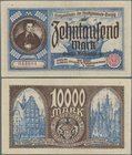 Deutschland - Nebengebiete Deutsches Reich: Danzig - Stadtgemeinde, 10.000 Mark 1923, Ro.799, leicht gebarucht mit senkrechtem Mittelknick und kleiner...