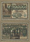 Deutschland - Nebengebiete Deutsches Reich: Danzig - Stadtgemeinde, 5 Millionen Mark, grüner Überdruck auf 50.000 Mark 1923, Ro.803, nahezu perfekt mi...