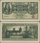 Deutschland - Nebengebiete Deutsches Reich: Danzig - Stadtgemeinde, 10 Millionen Mark 1923, Ro.804a, leicht gebraucht mit bestoßenem linken Rand. Erha...