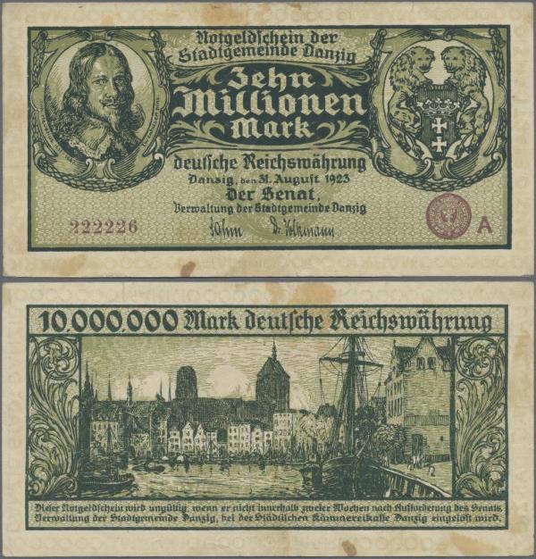 Deutschland - Nebengebiete Deutsches Reich: Danzig - Stadtgemeinde, 10 Millionen...