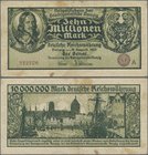 Deutschland - Nebengebiete Deutsches Reich: Danzig - Stadtgemeinde, 10 Millionen Mark 1923, Ro.805, gebraucht mit kleineren Flecken und winzigem Einri...