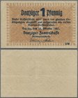 Deutschland - Nebengebiete Deutsches Reich: Danzig - Zentralkasse, 1 Pfennig 1923, Ro.811, leicht gebraucht mit einigen kleinen Knicken. Erhaltung: XF...