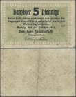 Deutschland - Nebengebiete Deutsches Reich: Danzig Zentralkasse 5 Pfennig 1923, Ro.813, senkrechter Mittelknick und leicht verschmutztes Papier. Erhal...