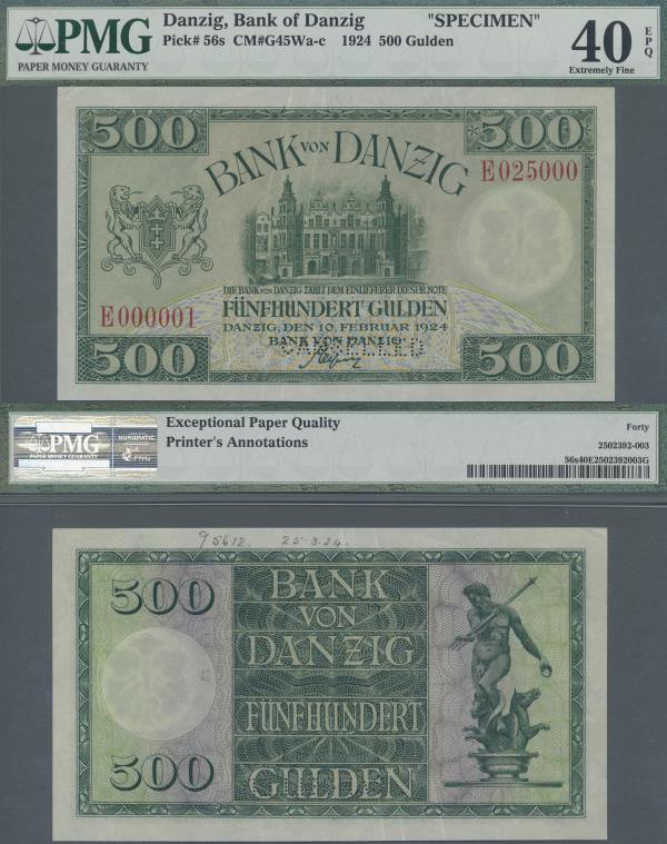 Deutschland - Nebengebiete Deutsches Reich: Bank von Danzig 500 Gulden 1924 Must...
