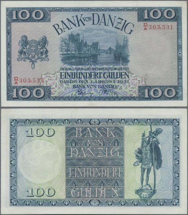 Deutschland - Nebengebiete Deutsches Reich: Bank von Danzig 100 Gulden vom 1. Au...