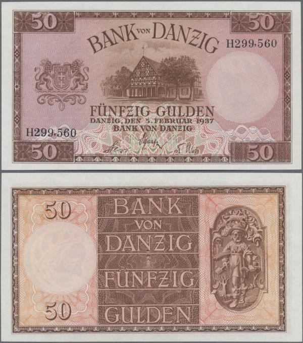 Deutschland - Nebengebiete Deutsches Reich: Danzig - Bank von Danzig, 50 Gulden ...