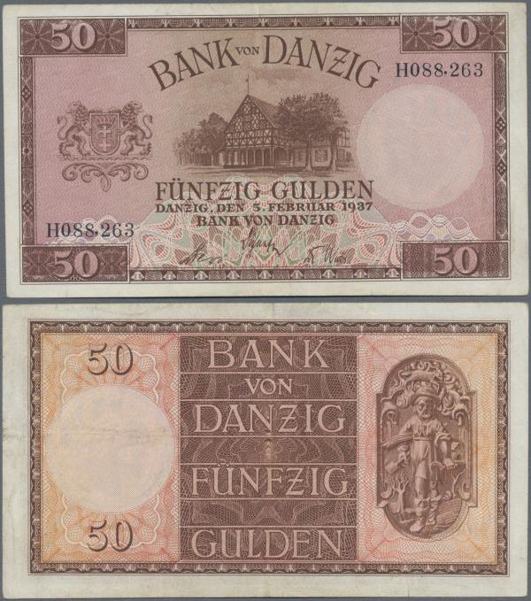 Deutschland - Nebengebiete Deutsches Reich: Danzig - Bank von Danzig, 50 Gulden ...