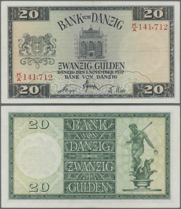 Deutschland - Nebengebiete Deutsches Reich: Danzig - Bank von Danzig, 20 Gulden ...