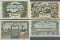 Deutschland - Nebengebiete Deutsches Reich: Memel, großes Lot mit 13 Banknoten, dabei ½ Mark Ro.846b (UNC), 1 Mark Ro.847 (UNC), 2 Mark Ro.848b (VF), ...