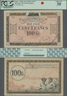Deutschland - Nebengebiete Deutsches Reich: Regie des Chemins de Fer 100 Francs 1923 MUSTER, Ro.864M mit kleineren Flecken und rostigem Abdruck einer ...