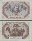 Deutschland - Nebengebiete Deutsches Reich: Saar 1 Mark 1947, Ro.867, leicht gebraucht mit einigen Knicken und winzigen Flecken. Erhaltung: VF+ ÷ 1 Ma...