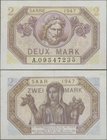Deutschland - Nebengebiete Deutsches Reich: Saar 2 Mark 1947, Ro.868, die seltenste Note der Serie in herausragender Erhaltung mit einem kaum sichtbar...