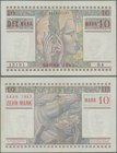 Deutschland - Nebengebiete Deutsches Reich: Saar 10 Mark 1947, Ro.870, sehr schöne saubere Note mit senkrechtem Mittelknick, kleineren Flecken und win...