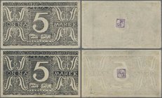 Deutschland - Konzentrations- und Kriegsgefangenenlager: Woldenberg Oflag II-C, 2 x 5 Mark 1944 Serie AI, C.3769b, leicht gebraucht und gebraucht. Seh...