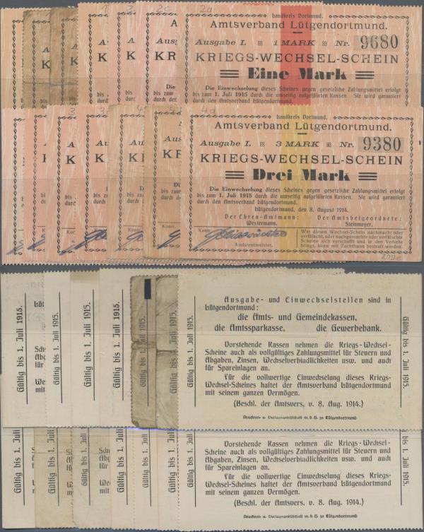 Deutschland - Notgeld - Westfalen: Lütgendortmund, Amtsverband, 1/2 (4), 1 (3), ...