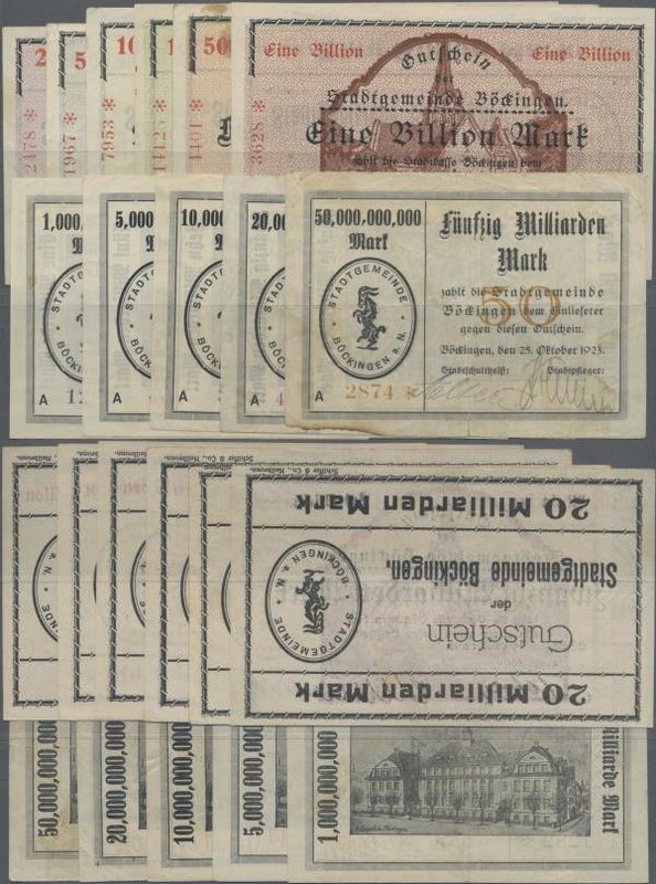 Deutschland - Notgeld - Württemberg: Böckingen, Stadtgemeinde, 1, 5, 10, 20, 50 ...