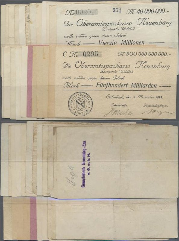 Deutschland - Notgeld - Württemberg: Calmbach, Gemeinde, 1 Mio. - 500 Mrd. Mark,...