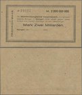 Deutschland - Notgeld - Württemberg: Ebingen, Friedrich Maag, 2 Mrd. Mark, o. D. (1923 gedruckt), Scheck auf Württ. Vereinsbank Ebingen, mit KN, ohne ...