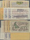 Deutschland - Notgeld - Württemberg: Friedrichshafen, Stadt, 100 Mio., 1, 5 (2, gelb, rot), 50 (2, Papier weiß und gelb), 100 (2, Papier weiß und gelb...