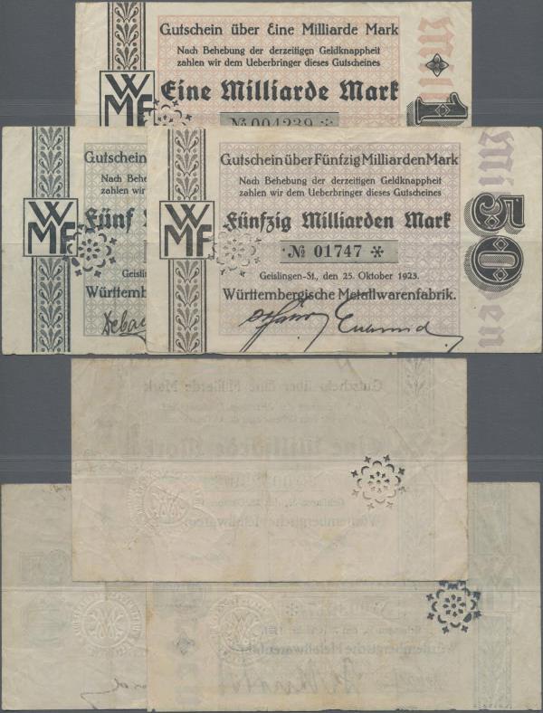 Deutschland - Notgeld - Württemberg: Geislingen, Württembergische Metallwarenfab...