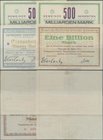 Deutschland - Notgeld - Württemberg: Gerstetten, Gemeinde, 100, 500 (2, Unterschiede bei Ziffern) Mrd., 1 Billion Mark, 15.11.1923, Erh. II, total 4 S...